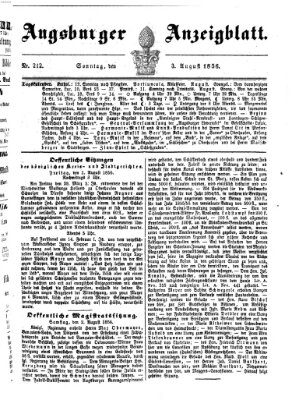 Augsburger Anzeigeblatt Sonntag 3. August 1856