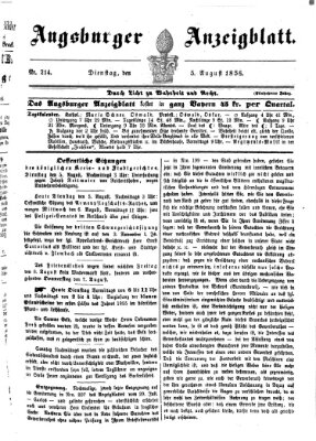 Augsburger Anzeigeblatt Dienstag 5. August 1856