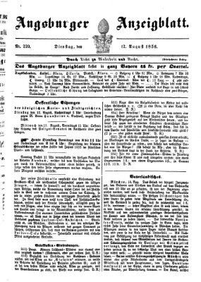 Augsburger Anzeigeblatt Dienstag 12. August 1856