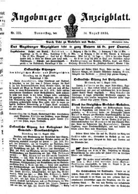 Augsburger Anzeigeblatt Donnerstag 14. August 1856