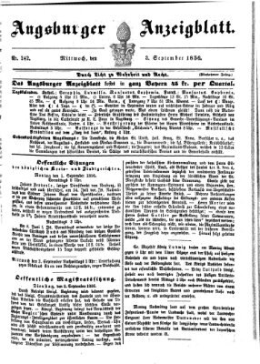 Augsburger Anzeigeblatt Mittwoch 3. September 1856