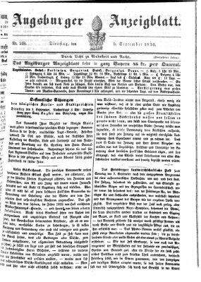 Augsburger Anzeigeblatt Dienstag 9. September 1856