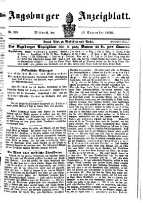 Augsburger Anzeigeblatt Mittwoch 10. September 1856