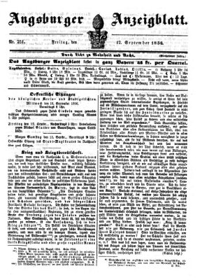 Augsburger Anzeigeblatt Freitag 12. September 1856