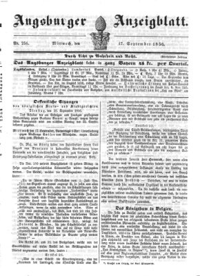 Augsburger Anzeigeblatt Mittwoch 17. September 1856