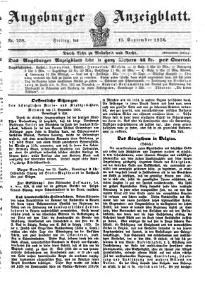 Augsburger Anzeigeblatt Freitag 19. September 1856