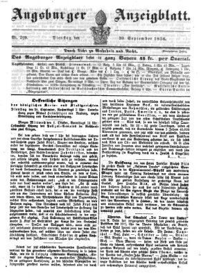 Augsburger Anzeigeblatt Dienstag 30. September 1856