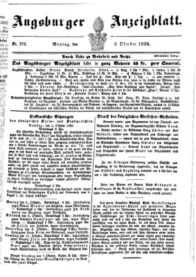 Augsburger Anzeigeblatt Montag 6. Oktober 1856