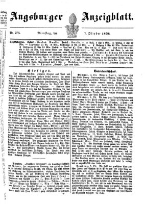 Augsburger Anzeigeblatt Dienstag 7. Oktober 1856