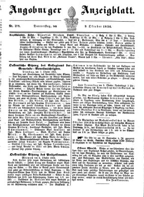 Augsburger Anzeigeblatt Donnerstag 9. Oktober 1856