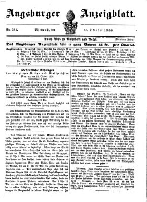 Augsburger Anzeigeblatt Mittwoch 15. Oktober 1856