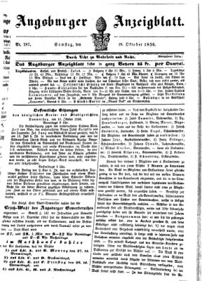 Augsburger Anzeigeblatt Samstag 18. Oktober 1856