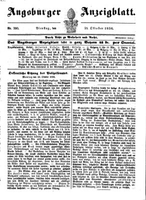 Augsburger Anzeigeblatt Dienstag 21. Oktober 1856