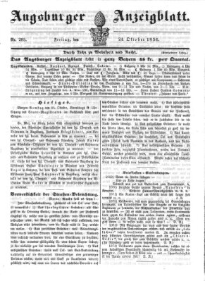 Augsburger Anzeigeblatt Freitag 24. Oktober 1856