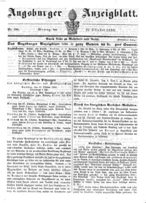 Augsburger Anzeigeblatt Montag 27. Oktober 1856