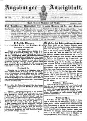 Augsburger Anzeigeblatt Mittwoch 29. Oktober 1856