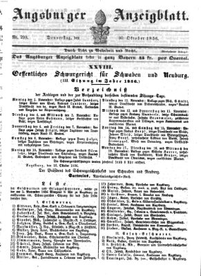 Augsburger Anzeigeblatt Donnerstag 30. Oktober 1856