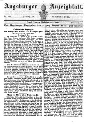 Augsburger Anzeigeblatt Freitag 31. Oktober 1856