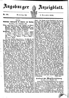 Augsburger Anzeigeblatt Sonntag 9. November 1856