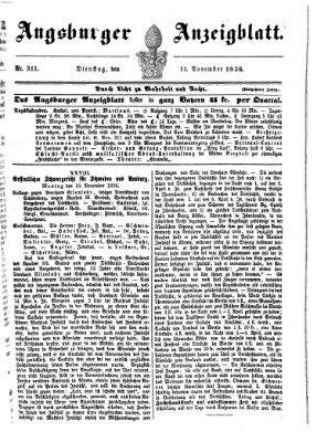 Augsburger Anzeigeblatt Dienstag 11. November 1856