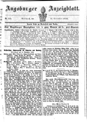 Augsburger Anzeigeblatt Mittwoch 12. November 1856