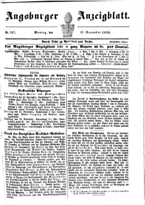 Augsburger Anzeigeblatt Montag 17. November 1856