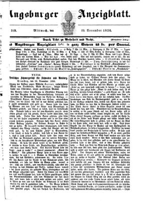 Augsburger Anzeigeblatt Mittwoch 19. November 1856