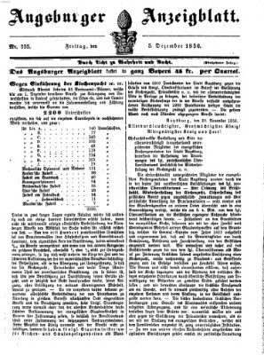 Augsburger Anzeigeblatt Freitag 5. Dezember 1856