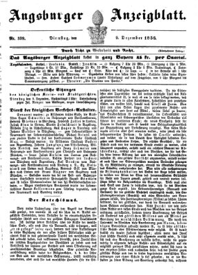 Augsburger Anzeigeblatt Dienstag 9. Dezember 1856