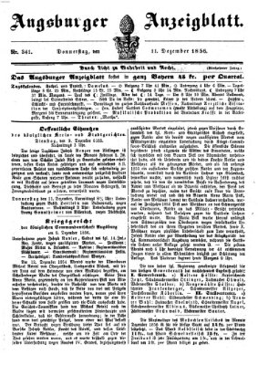 Augsburger Anzeigeblatt Donnerstag 11. Dezember 1856