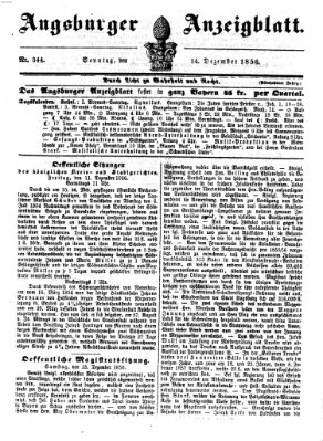 Augsburger Anzeigeblatt Sonntag 14. Dezember 1856