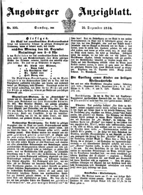 Augsburger Anzeigeblatt Samstag 20. Dezember 1856