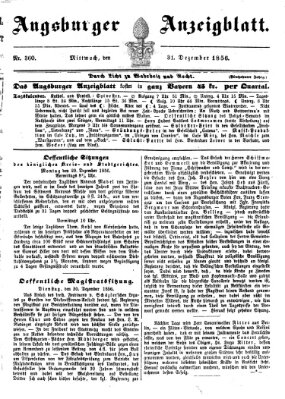 Augsburger Anzeigeblatt Mittwoch 31. Dezember 1856