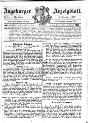 Augsburger Anzeigeblatt Montag 5. Januar 1857