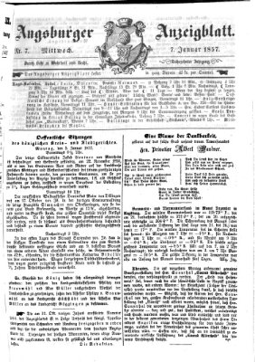 Augsburger Anzeigeblatt Mittwoch 7. Januar 1857