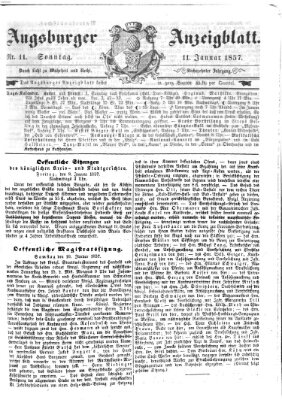 Augsburger Anzeigeblatt Sonntag 11. Januar 1857