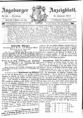 Augsburger Anzeigeblatt Freitag 16. Januar 1857