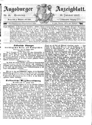 Augsburger Anzeigeblatt Sonntag 18. Januar 1857