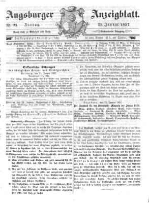 Augsburger Anzeigeblatt Freitag 23. Januar 1857