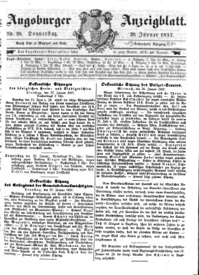 Augsburger Anzeigeblatt Donnerstag 29. Januar 1857