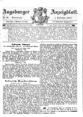 Augsburger Anzeigeblatt Sonntag 1. Februar 1857