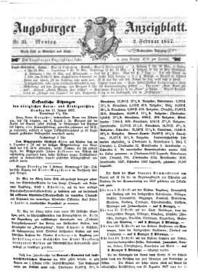 Augsburger Anzeigeblatt Montag 2. Februar 1857