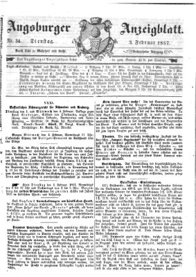 Augsburger Anzeigeblatt Dienstag 3. Februar 1857