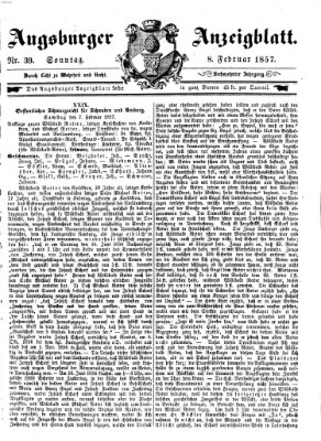 Augsburger Anzeigeblatt Sonntag 8. Februar 1857