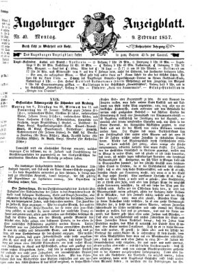 Augsburger Anzeigeblatt Montag 9. Februar 1857