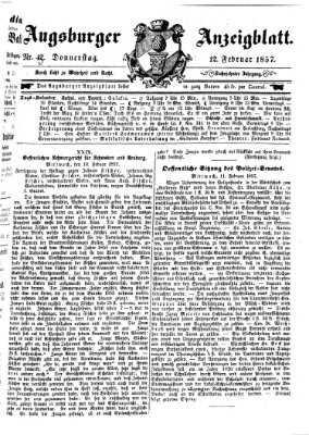 Augsburger Anzeigeblatt Donnerstag 12. Februar 1857