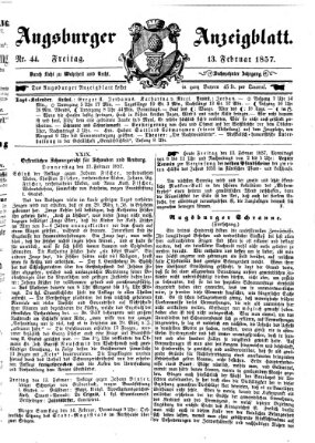 Augsburger Anzeigeblatt Freitag 13. Februar 1857