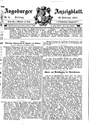 Augsburger Anzeigeblatt Freitag 20. Februar 1857