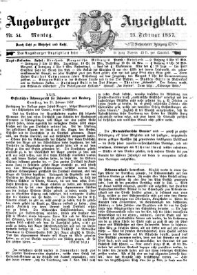 Augsburger Anzeigeblatt Montag 23. Februar 1857