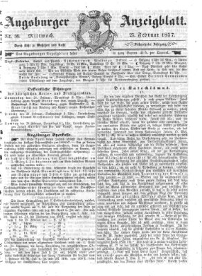 Augsburger Anzeigeblatt Mittwoch 25. Februar 1857